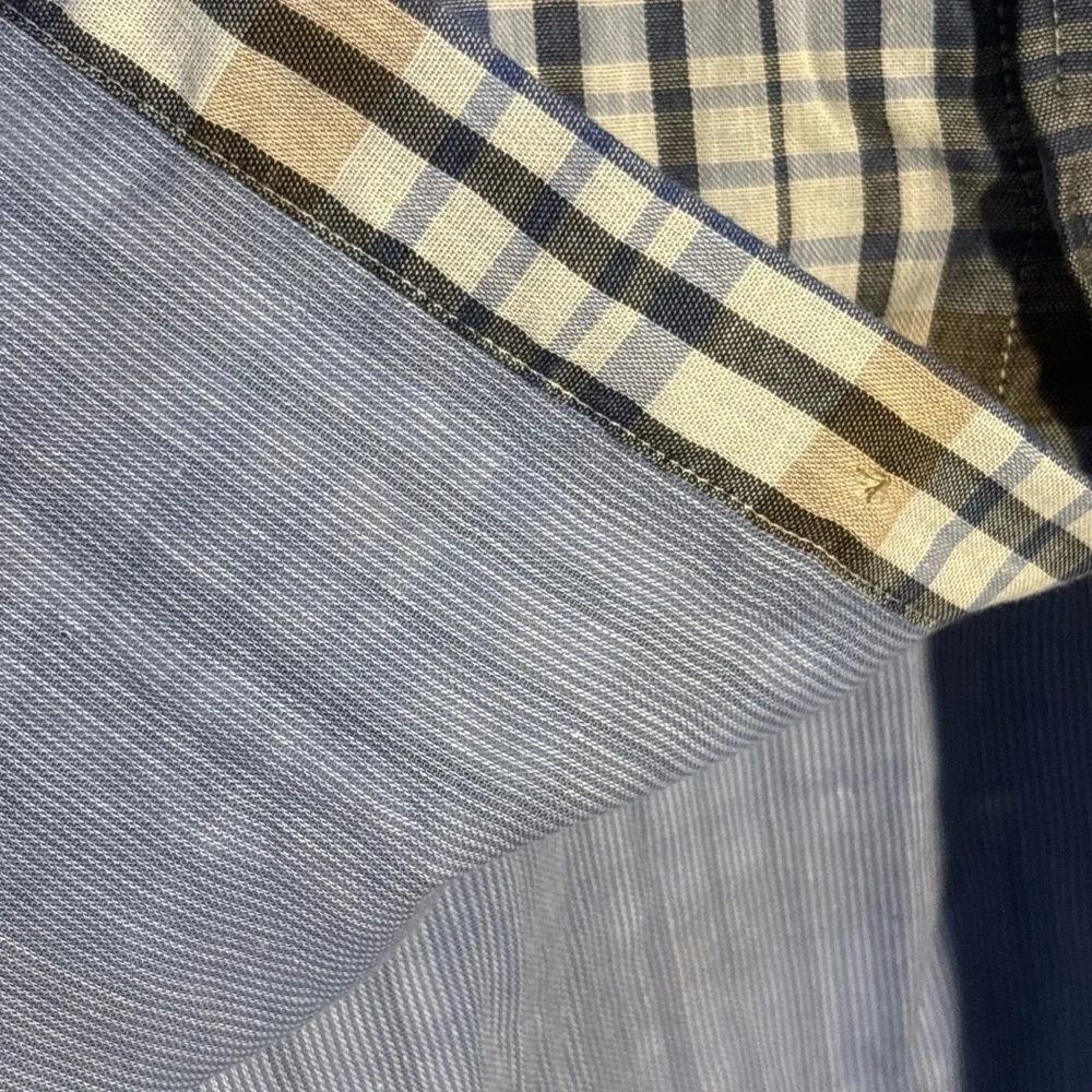 Preppy Plaid Banana Republic Button Up Blue Long Sleeve Shirt Men’s Size XL